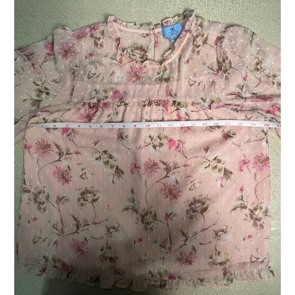 CeCe Floral Dot Mesh Blouse - Size M - Picture 9 of 9